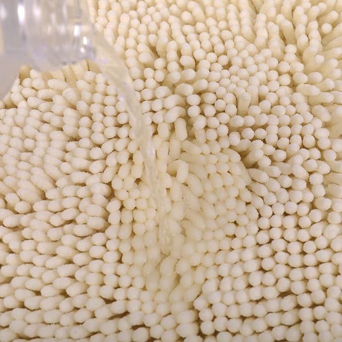 Non-Slip Bath Rug,Extra Soft Microfiber Bedroom Shag Carpet with Anti-Slip Backing,Water/Dust Absorbent Fast Dry Shower Mat,Sound Insulated Stairs Pad,Machine Washable (Beige,17 x 27 Inches)