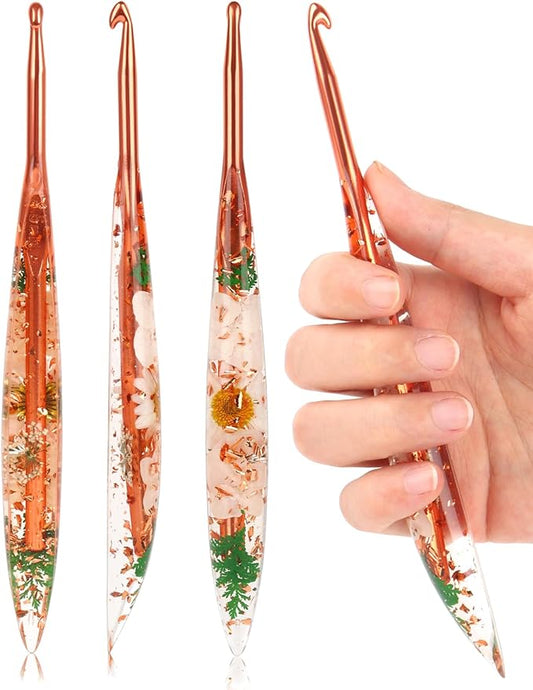 Coopay Crochet Hooks, 5.5mm Ergonomic Crochet Hook with Floral Plastic Grips, Stylish and Unique, Ideal for Crocheting Blankets, Dolls, Shawls, Hats, Scarves (I-5.5mm)