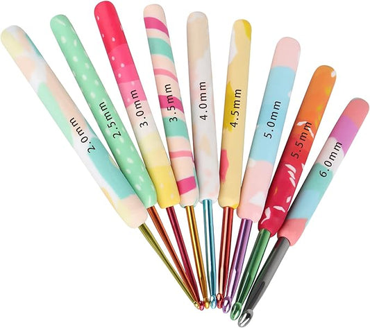 Coopay Warm Crochet Hooks 2G Crochet Hook Set for Women Girls Mom Teens, Cute Crochet Needles for Crocheting Art Aluminum Soft Grip Comfortable Knitting Hook for Yarn Craft Crochet Kit for Beginner