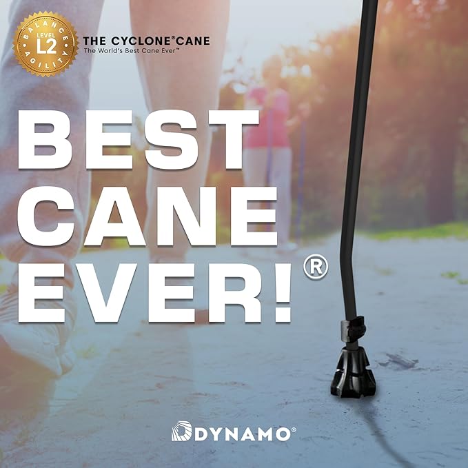 Dynamo Cyclone Cane Maximum Grip for Every Step. Designed for All-Day Comfort. Built to Keep You Steady and Safe. Stability You can Trust, Anywhere You go. (Black)