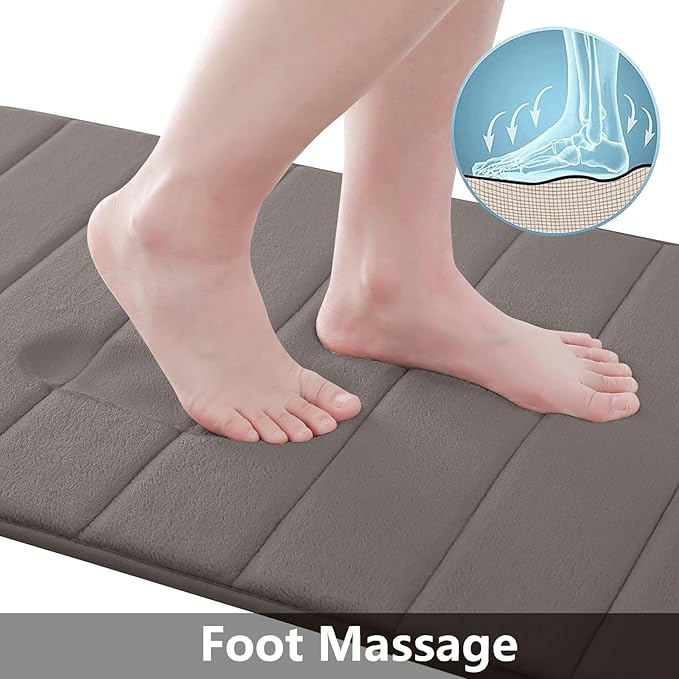 Buganda Memory Foam Bath Mat, 70" x 24", Ultra Soft and Non-Slip Bathroom Rugs, Water Absorbent and Machine Washable Bath Rug Runner for Bathroom, Shower, and Tub, Taupe