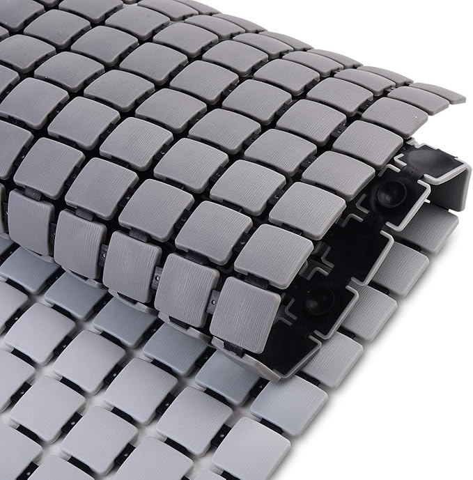 Extra Long Shower Stall Mat Non Slip Bathtub Bath Mats with Suction Cups and Drain Holes- 34 X 15.4 Inch (Gradient Gray)