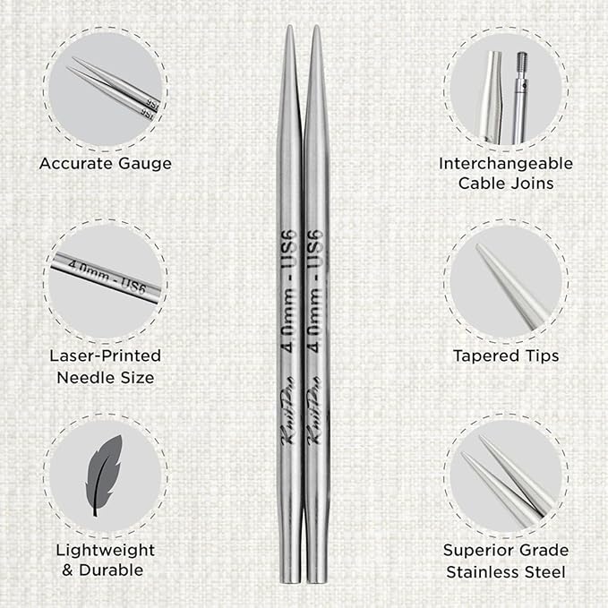KnitPro Stelo Grande Special Interchangeable Needle Set 4" (10cm) | 13 US Sizes (2.5 to 15)