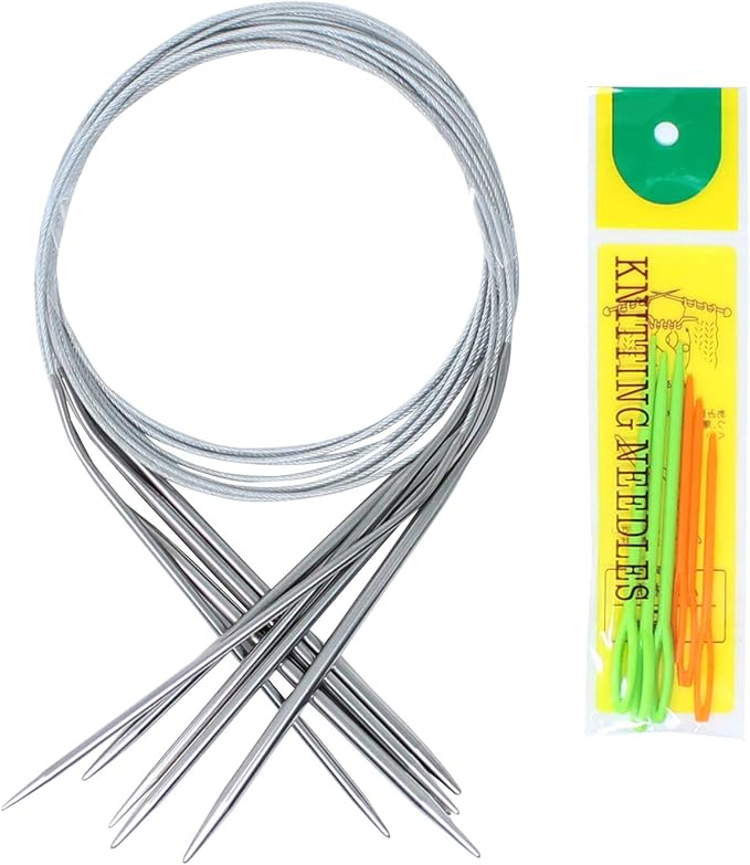 KnitPal 47-Inch Circular Knitting Needles Set of 5 | Extra-Long Stainless Steel with Flexible Cable | US Sizes 4–8 (3.25–5mm) | Perfect for Magic Loop & Large Projects