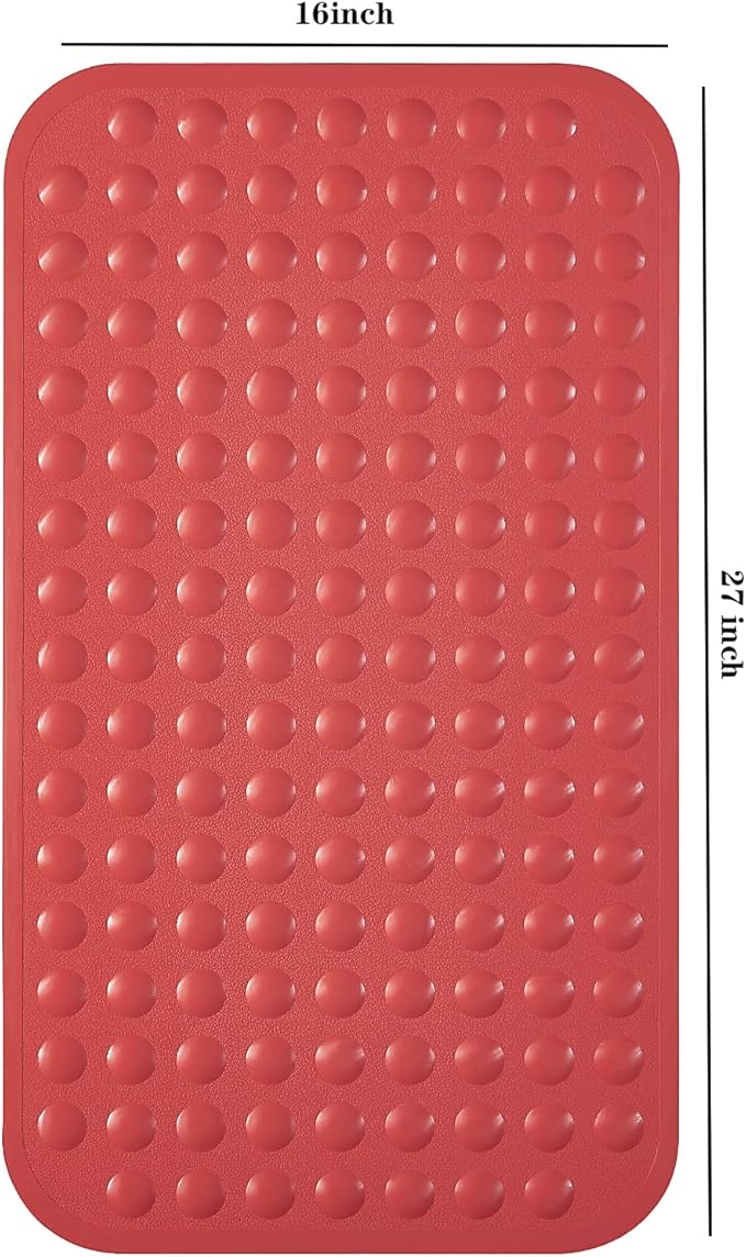 Yanzifly Bathtub Mat Non Slip Bath Mat for Tub Silicone Soft Bath Tub Mat Non Slip Shower Mats, Suction Cups Bath Tub Anti Slip Matt for Family Use, Machine Washable-Red