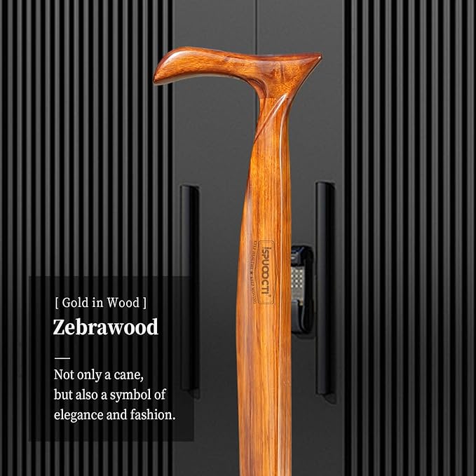 Wooden Walking Cane for Men and Women -Natural Solid Wood, 3 Rubber Tips, Heavy Duty, with Travel Bag- Wooden Walking Stick, Ergonomic Canes for Seniors Unisex Walking Canes