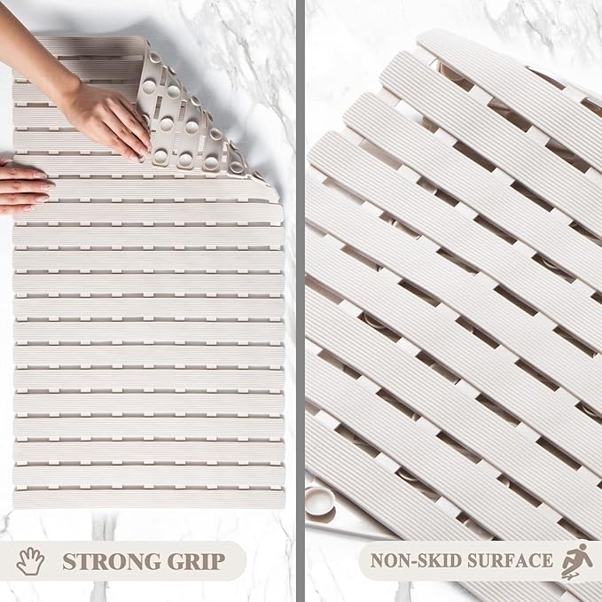 Bathtub Mat Non Slip - Sheepping Shower Mat Machine Washable Anti Slip Bath Mat for Tub, Quick Drain Tub Mat with Suction Cups for Bathroom