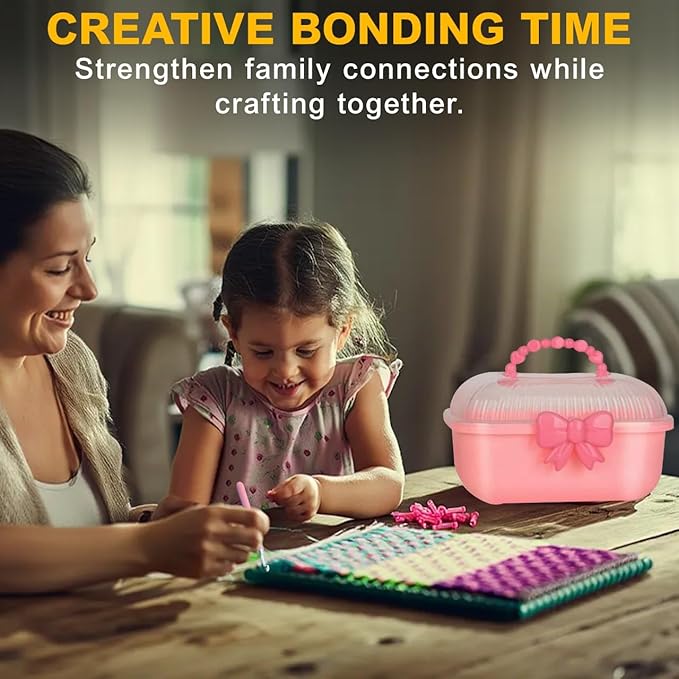 Weaving Loom Kit for Kids – DIY Rainbow Loom & Bracelet Maker Set with Storage Case – Friendly Loom with Colorful Loom Loops, Frames & Tools – Ideal Knitting Loom Craft Gift for Girls & Boys Ages 6-12