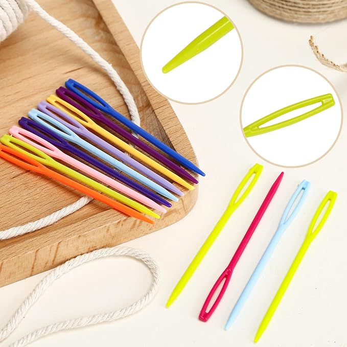 LoveInUSA 100PCS Yarn Needles for Kids & Beginners, 2.7inch Large Eye Plastic Knitting Sewing Needles for Crochet, Weaving, Tapestry, Christmas Craft Gifts, DIY Sewing Handmade Crafts