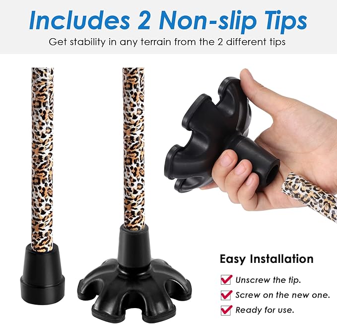 Walking Cane PANZHENG Cane for Man/Woman | Mobility & Daily Living Aids | 5-Level Height Adjustable Walking Stick | Comfortable Plastic T-Handle Portable Walking Stick Folding Cane