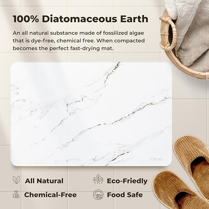 Stone Bath Mat, Diatomaceous Earth Non-Slip Stone Shower Mat - Quick Drying Absorbent Bath Mats for Bathroom - Elegant & Modern Design, Easy to Clean (23.5 x 15) - Sandstone