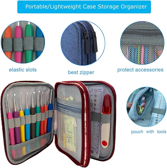 Weabetfu 102pcs Crochet Hooks Set Crochet Hook Kit with Case Ergonomic Crochet Needles for Arthritic Hands and Crochet Accessories Complete Crochet Set for Beginners & Experieced Lovers