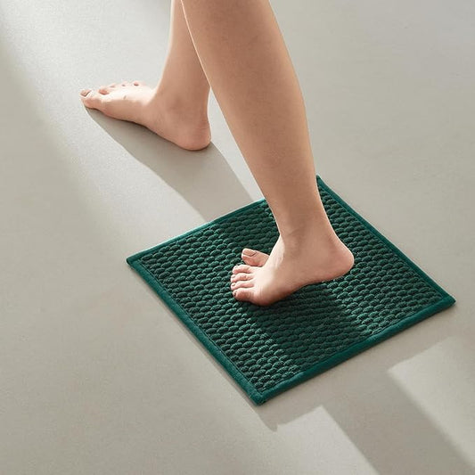 Small Bathroom Rugs Non Slip Washable Bath Rugs Super Absorbent Bathroom Rug Thin Quick Dry Low Pile Bath Mats, Dark Green 12"x12"