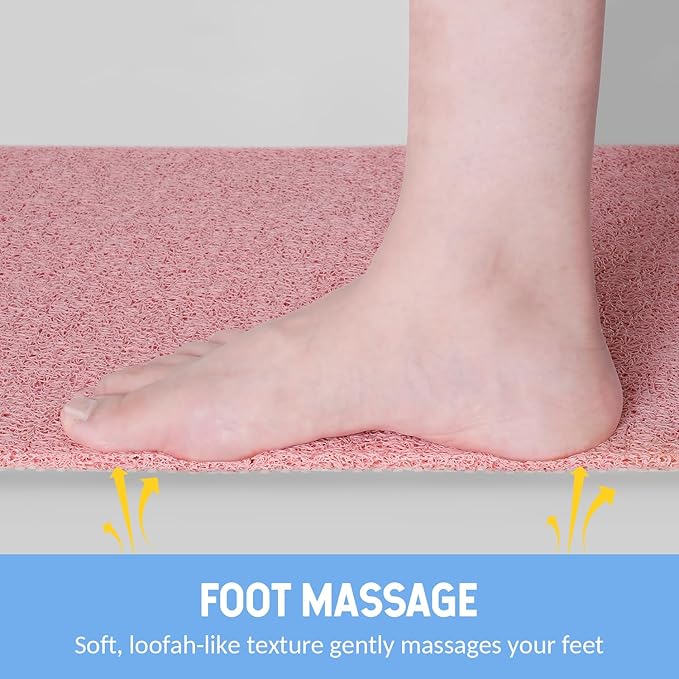 Non-Slip Bathtub Mat, Anti Slip Shower Mat, Fast Drying Bathtub Mats, Foot Scrubber Mat, Anti Slip Mat for Tub, Floor, Bathroom, Kitchen, Home, Hotel (Pink 40"×28")