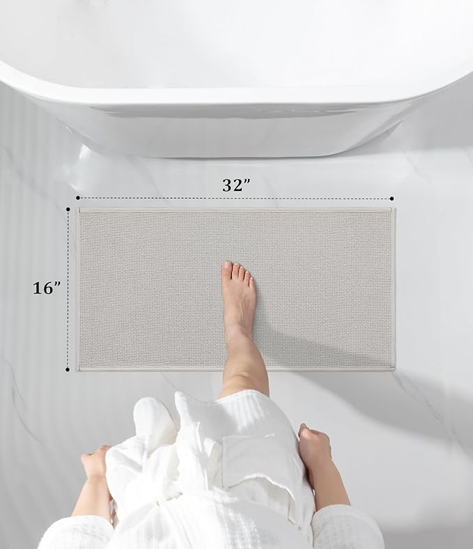 YIHOUSE Bathroom Rugs Mat 16x32, Non Slip Quick Dry Bath Mats for Bathroom Absorbent Ultra Thin Bath Rugs Machine Washable Fit Under Door for Sink, Cabinet, Laundry (Beige, 16"x32")