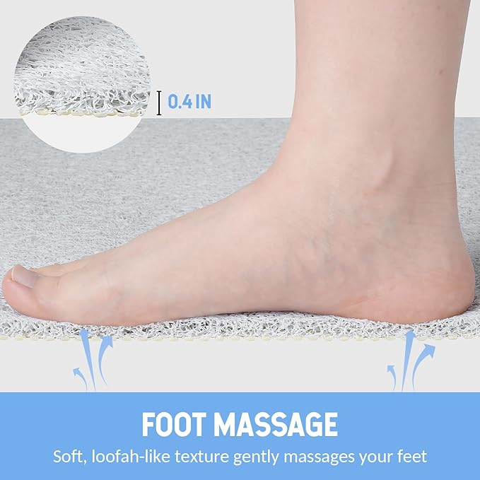 Non-Slip Bathtub Mat, Anti Slip Shower Mat, Fast Drying Bathtub Mats, Foot Scrubber Mat, Anti Slip Mat for Tub, Floor, Bathroom, Kitchen, Home, Hotel (White 36"×24")