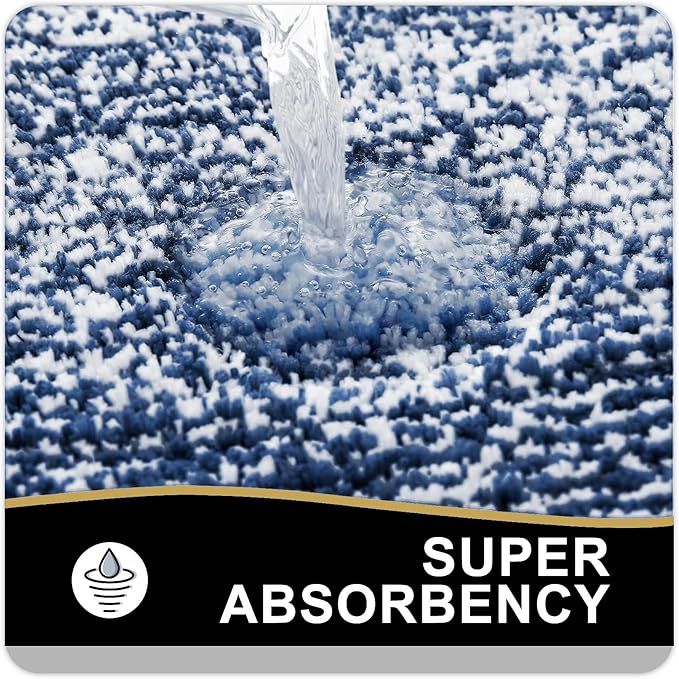 OLANLY Bathroom Rugs 30x20, Extra Soft and Absorbent Microfiber Bath Mat, Non-Slip, Machine Washable, Quick Dry Shaggy Bath Carpet, Suitable for Bathroom Floor, Tub, Shower (Medium, Navy)