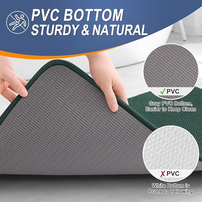 OLANLY Thick Memory Foam Bath Mat Rug 36x24, Extra Soft Absorbent Bathroom Rug, Quick Dry Bath Mats, Non-Slip, Washable Carpet for Bathroom, Tub and Shower, Home Decor Accessories, Blackish Green