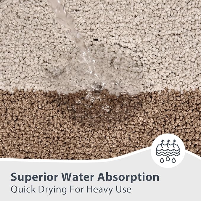 Bathroom Rugs 30" x 46", Non-Slip Extra Soft Absorbent Bath Rugs, Machine Washable Quick Dry Bath Mats for Bathroom Floor, Shower, Bathtub and Sink, Beige & Grayish Brown