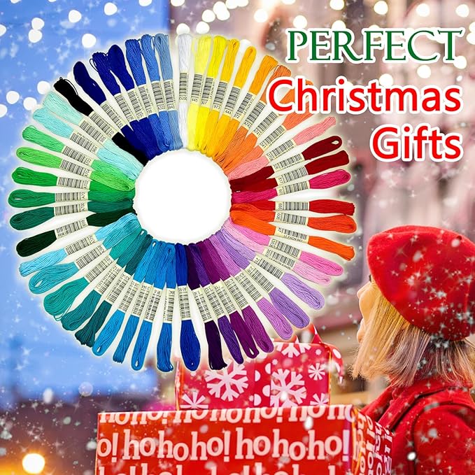 Friendship Bracelet String 50 Skeins Fashionable Rainbow Color Embroidery Floss Cross Stitch Embroidery Thread Cotton Floss Bracelet Yarn, Craft Floss