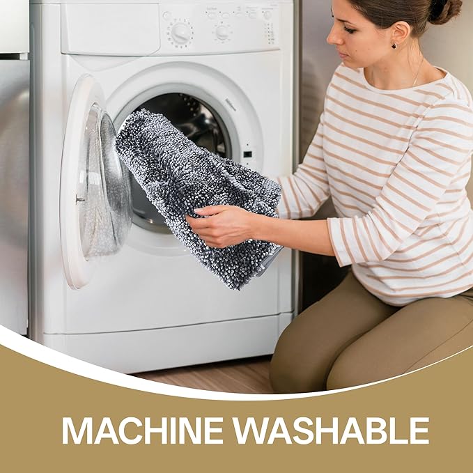 Bathroom Rug Mat 36x72, Thick Soft Chenille Bath Rug Washable, Quick Dry Absorbent Non Slip Bath Mat with Rubber Backing for Bathtub Shower Floor