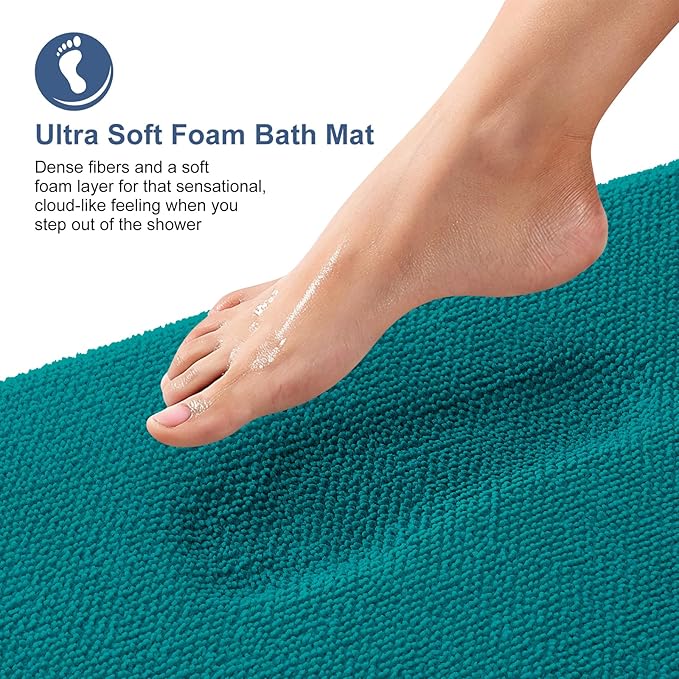 OLANLY Thick Memory Foam Bath Mat Rug 24x16, Extra Soft Absorbent Bathroom Rug, Quick Dry Bath Mats, Non-Slip, Machine Washable Carpet for Bathroom, Tub and Shower, Home Decor Accessories, Deep Lake