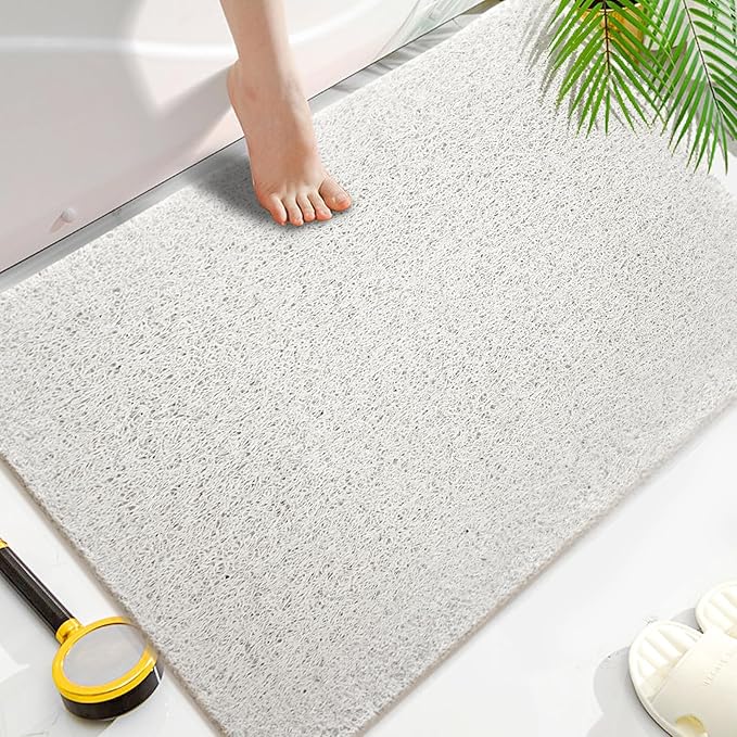 Shower Mats Non Slip for Elderly, 24x32’Lager Loofah Bath Mats for Shower, Non-Slip Bath Mat for Elderly-Wihte