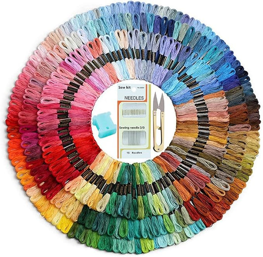 Dimensean 150 Pcs Embroidery Threads Rainbow Embroidery Floss Cross Stitch Cotton Floss Skeins Hand Craft Premium Rainbow DIY Sewing Tool Multiple Colour