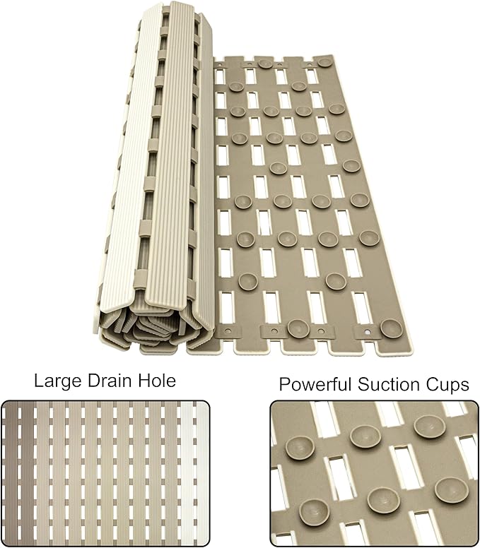 MBOSS Bath Tub Shower Mat Non Slip Bathtub Mats for Bathroom Shower Floor Mat Bath Mats for Shower Tub Anti Slip Shower Mat with Drain Hole and Large Suction Cups