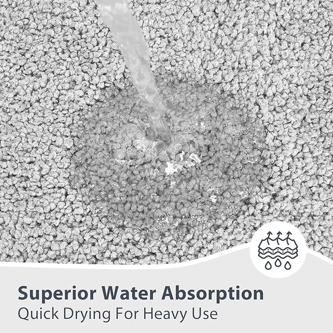 Bathroom Rugs 24" x 36", Non-Slip Extra Soft Absorbent Bath Rugs, Machine Washable Quick Dry Bath Mats for Bathroom Floor, Shower, Bathtub and Sink, Light Grey & Grey