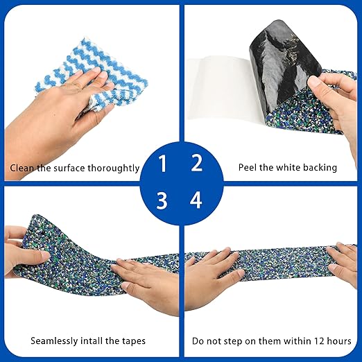 COSIMIXO Rubber Anti Slip Tape 4" x 30" -5 Packs-Blue Pool Rubber Grip Tape,Pool, Bathroom & Stair Outdoor/Indoor Safety - Waterproof Non-Slip for Wet Surfaces, Ship Deck, Showers