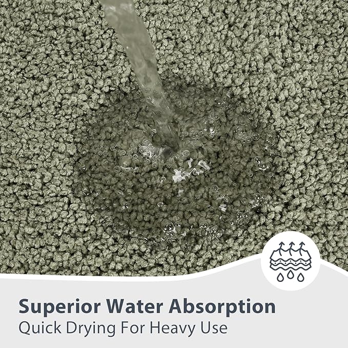 Bathroom Rugs U-Shaped 20" x 24", Non-Slip Extra Soft Absorbent Bath Rugs, Machine Washable Quick Dry Bath Mats for Toilet Base, Sage Green & Budding Green