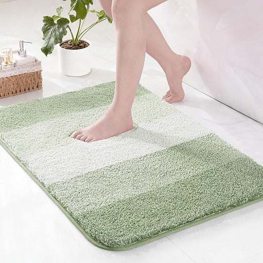 Exclusivo Mezcla Bathroom Rugs Mat 17x24, Extra Soft Non Slip Absorbent Water Microfiber Bath Rugs, Machine Washable Quick Dry Bath Mats for Bathroom Floor, Shower, Home Decor, Gradient Green