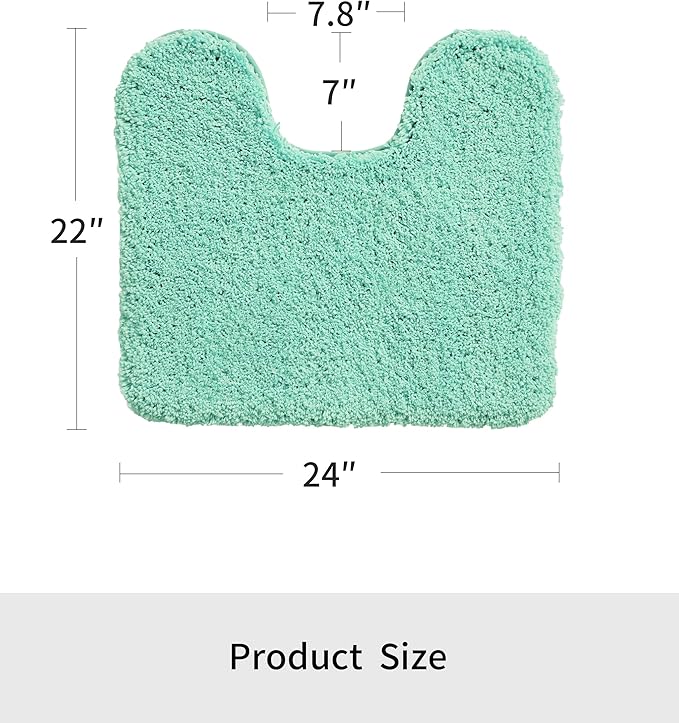 Toilet Rug 22x24 Spa Blue Non Slip Fluffy Toilet Floor Mat U Shaped Washable Bathroom Contour Rug for Toilet Absorbent Thick Toilet Carpet