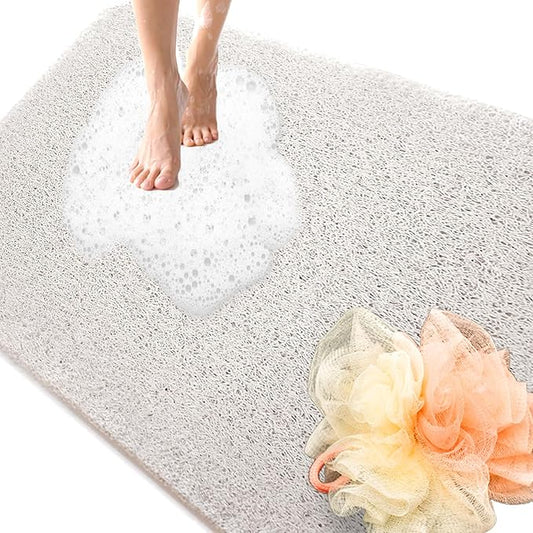 Shower Mats Non Slip for Elderly, 24x47’’Extra Lager Loofah Loofah Bath Mats for Shower, Non-Slip BathMat for Elderly-White