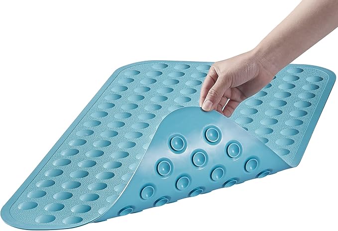 Yanzifly Bathtub Mat Non Slip Bath Mat for Tub Silicone Soft Bath Tub Mat Non Slip Shower Mats, Suction Cups Bath Tub Anti Slip Matt for Family Use, Machine Washable- Blue