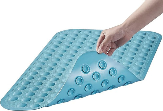 Yanzifly Bathtub Mat Non Slip Bath Mat for Tub Silicone Soft Bath Tub Mat Non Slip Shower Mats, Suction Cups Bath Tub Anti Slip Matt for Family Use, Machine Washable- Blue