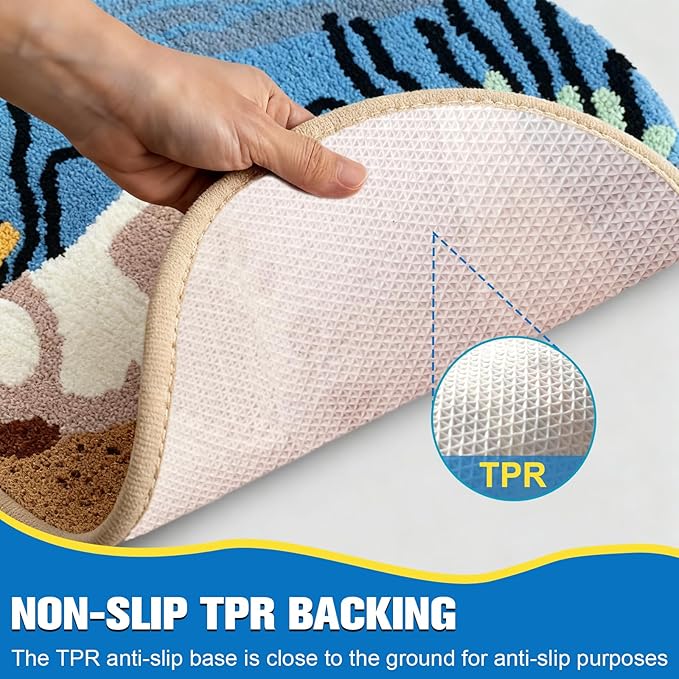 Beach Theme Non-Slip Washable Bath Rug | Soft Adorable Ocean Decor for Bathroom, Living Room, Bedroom & Gifts 16"*24"