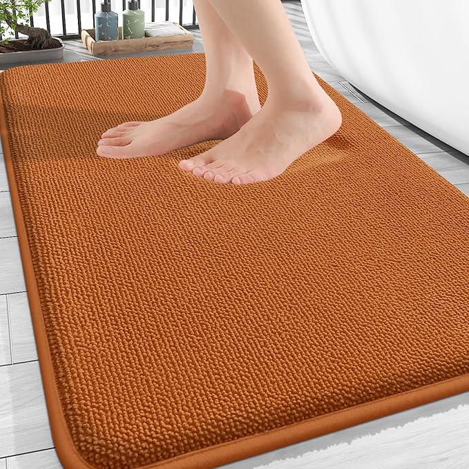 OLANLY Thick Memory Foam Bath Mat Rug 30x20, Extra Soft Absorbent Bathroom Rug, Quick Dry Bath Mats, Non-Slip, Machine Washable Carpet for Bathroom, Tub and Shower, Home Decor Accessories, Ochre