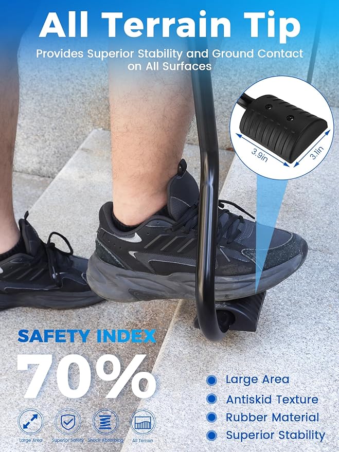 Walking Cane, Stair Climbing Cane for Women/Men for Leg Lifter Adjustable Assist Canes with Large Footrest for Relaxed and Walk Up and Down Stairs