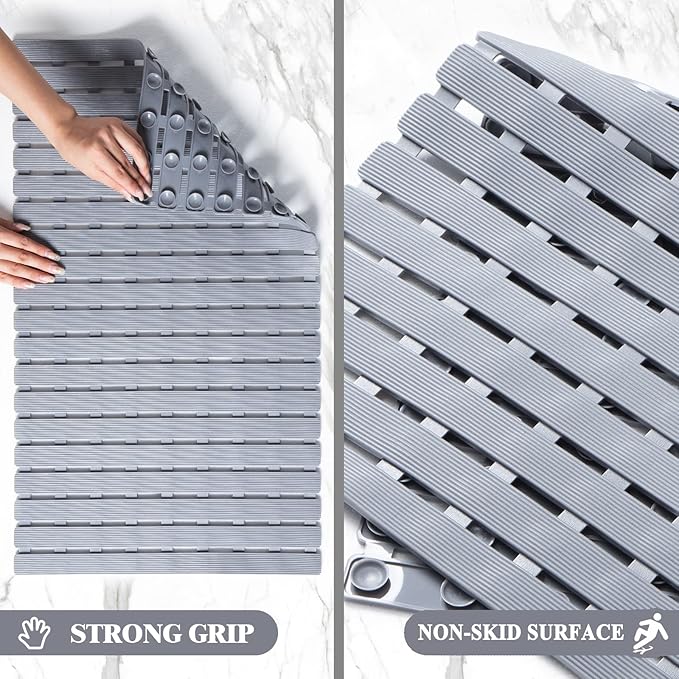 Bathtub Mat Non Slip - Sheepping Shower Mat Machine Washable Anti Slip Bath Mat for Tub, Quick Drain Tub Mat with Suction Cups for Bathroom