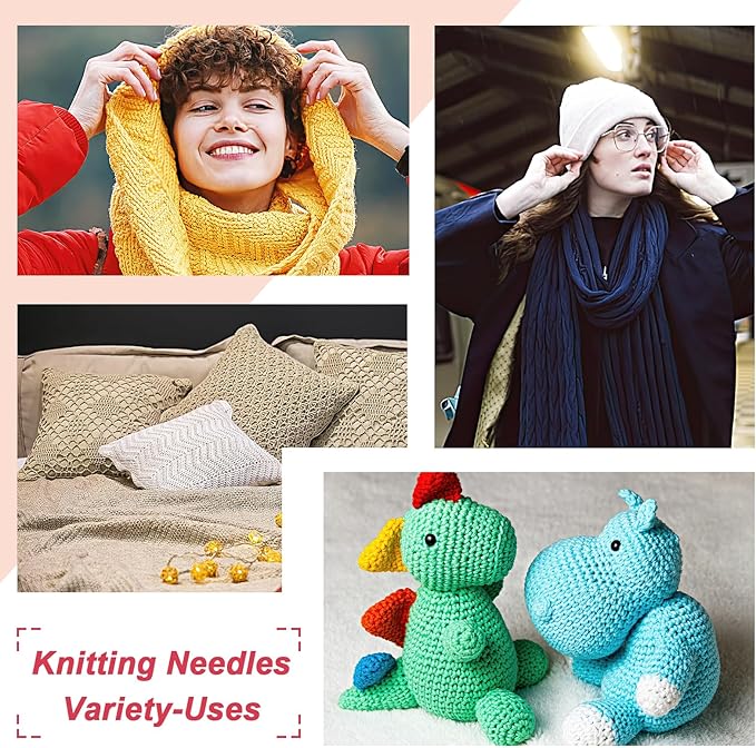 Coopay 55pcs Double Pointed Knitting Needles Set, 2.0mm-6.5mm, Sock Knitting Needles, 20cm Metal DPN Shorties Knitting Needle for Socks Gloves Hats, Double Pointed Needles with Knitting Needle Gauge