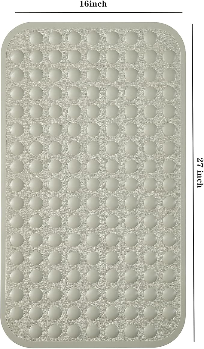 Yanzifly Bathtub Mat Non Slip Bath Mat for Tub Silicone Soft Bath Tub Mat Non Slip Shower Mats, Suction Cups Bath Tub Anti Slip Matt for Family Use, Machine Washable- Beige