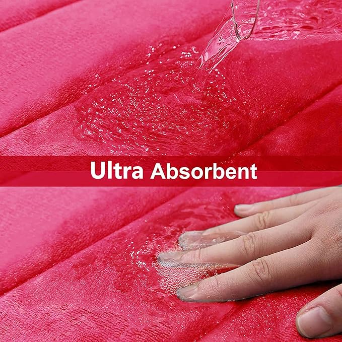 Buganda Memory Foam Bath Mat, 30" x 20", Ultra Soft and Non-Slip Bathroom Rugs, Water Absorbent and Machine Washable Bath Rug for Bathroom, Shower, and Tub, Deep Pink