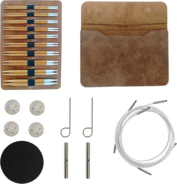 10PAIRS Interchangeable Removable Knitting Needles Bamboo Circular Crochet Needle Sweater Weaving Yarn Knitting Craft Tools