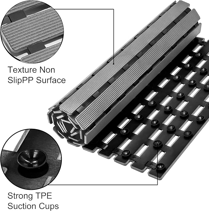 MBOSS Bathtub Mat Non Slip, Shower Mat for Inside Shower, Suction Cups Design and Drain Holes, 37.5 X 15.7 Inch, Bathroom Essentials Safe, Easy to DIY Cut, Soft and Eco-Friendly Materials