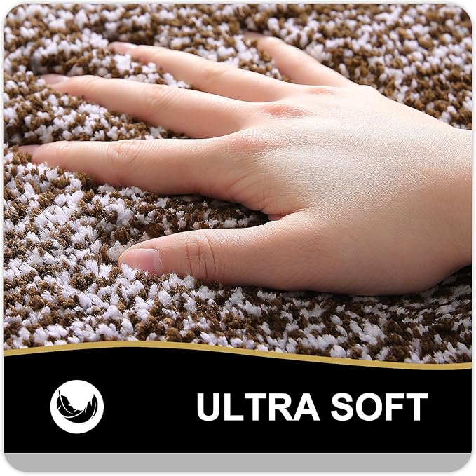 OLANLY Bathroom Rugs 30x20, Extra Soft and Absorbent Microfiber Bath Mat, Non-Slip, Machine Washable, Quick Dry Shaggy Bath Carpet, Suitable for Bathroom Floor, Tub, Shower (Medium, Brown)