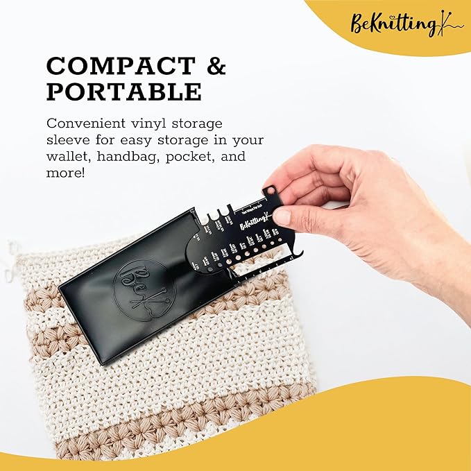 BeKnitting Knitting Needle Gauge Sizer Tool for Knitting Needles & Crochet Hooks, Yarn & Swatch Ruler - Sitch Saver | Holiday Christmas Gifts, Gift-Ready Box