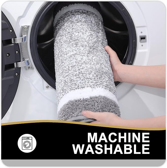 OLANLY Bathroom Rugs 36x24, Extra Soft and Absorbent Microfiber Bath Mat, Non-Slip, Machine Washable, Quick Dry Shaggy Bath Carpet, Suitable for Bathroom Floor, Tub, Shower (Large, Grey)