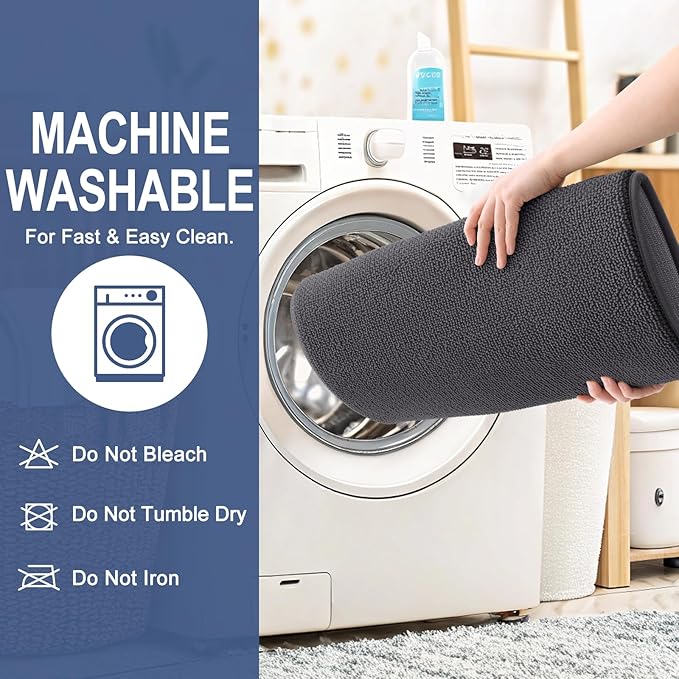 OLANLY Thick Memory Foam Bath Mat Rug 70x24, Extra Soft Absorbent Bathroom Rug, Quick Dry Bath Mats, Non-Slip, Machine Washable Carpet for Bathroom, Tub and Shower, Home Decor Accessories, Dark Grey